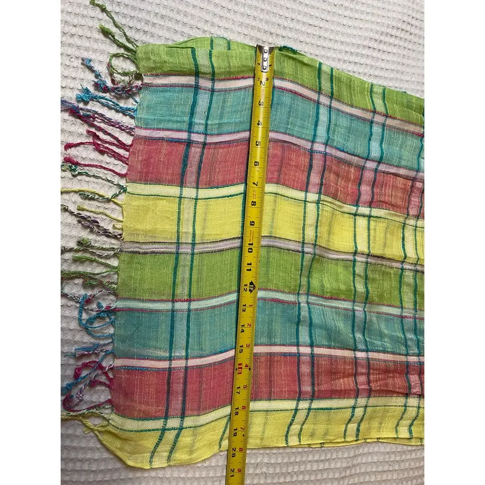 Multicolor Pastel Plaid Cottage Core Light Weight Gauzy Scarf Shawl